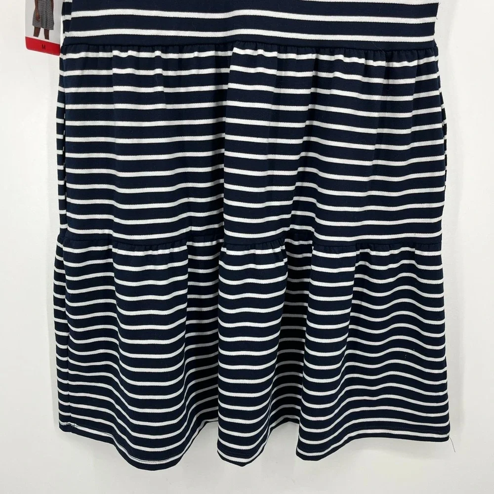 Nautica‎ Jeans Mini Dress Women's Size M Navy Blue Striped Collar New NWT
